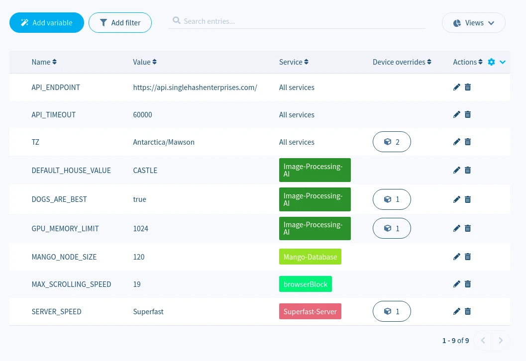 Device variables